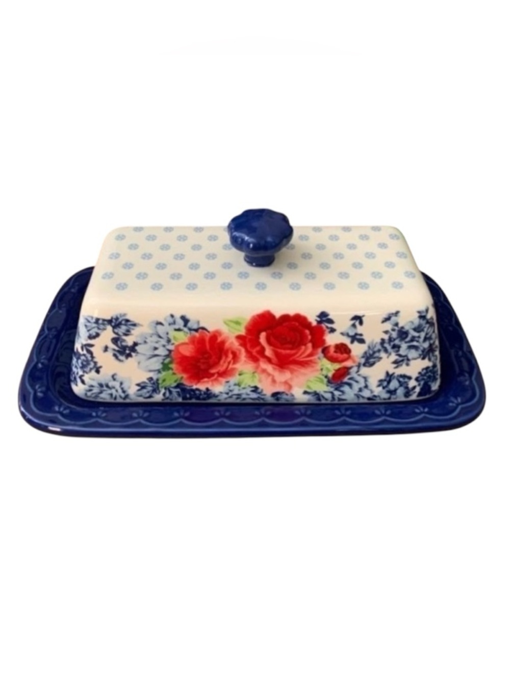 Pioneer Woman Frontier Rose Floral Stoneware Butter Dish